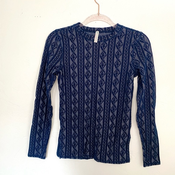 FP Movement by Free People Navy Patterned Winter Active Base Long Sleeve Top - Picture 7 of 7